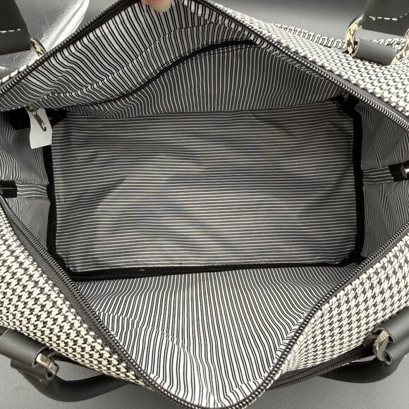 London Fog Oxford III 17" Cabin Bag Carry-On Travel Tote Black White Houndstooth - Picture 13 of 16